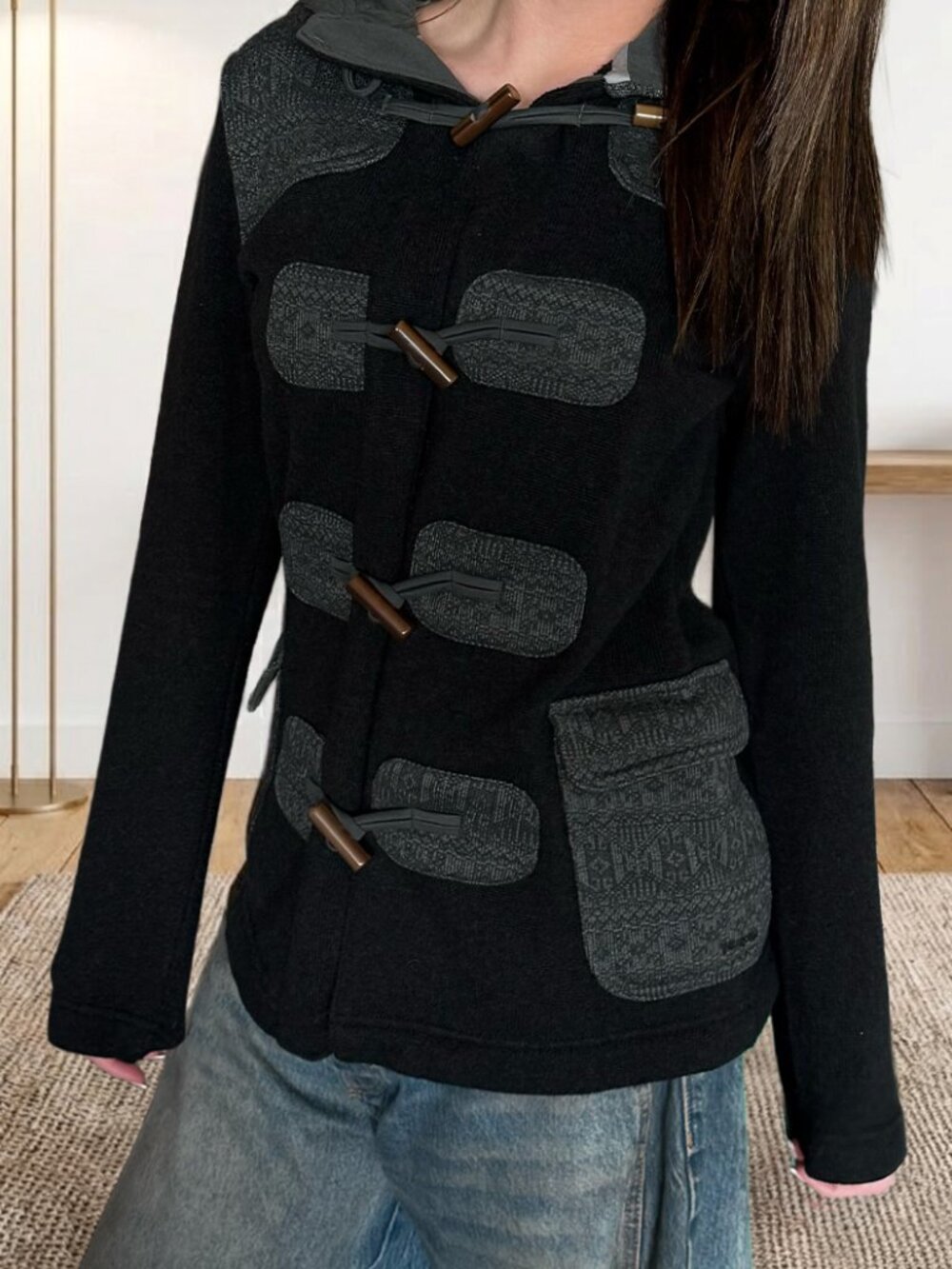 Patagonia Better Sweater Icelandic Toggle Coat Hooded Fleece XS Black